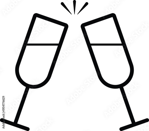 Two champagne glasses clinking together in a celebratory toast