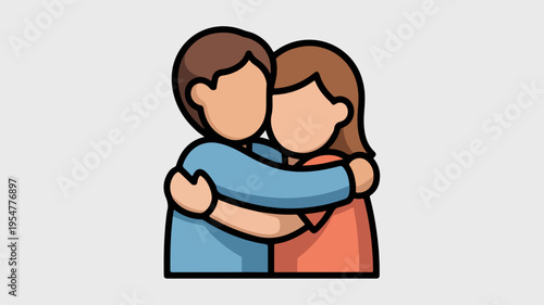Tender couple hug each other warmly in embrace showing love and affection happy and smiling