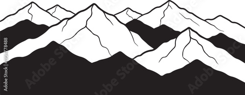 Vector mountain range landscape illustration