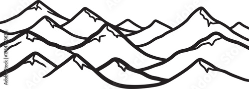 Set of minimalist mountain range vector illustrations