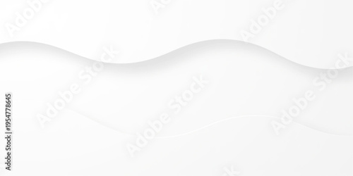 Abstract minimal white and light gray paper cut wave texture with soft layered curves, smooth flowing lines and subtle shadow depth for clean modern elegant background design.