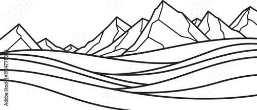 Minimalist mountain range landscape vector illustration