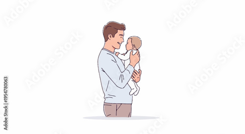 Father Holding Baby in a Tender Moment of Connection