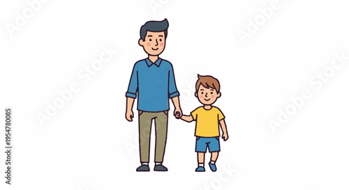Father and Son Walking Together in a Joyful Moment