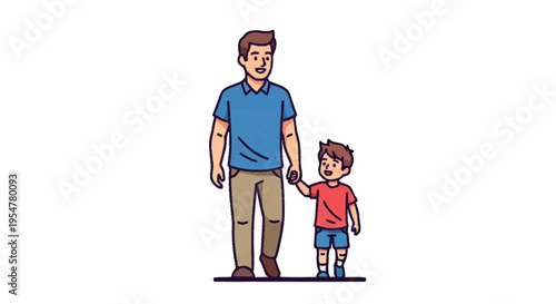 Father and Son Walking Together in a Joyful Moment