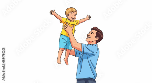 Father and Son Joyfully Playing Together in a Cheerful Moment