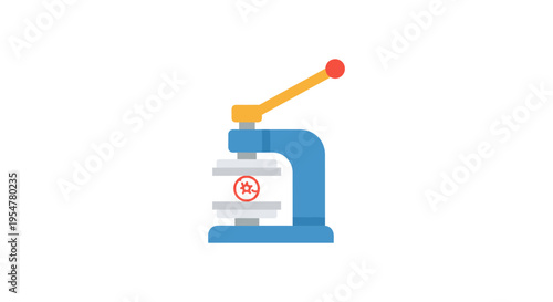 blue paper hole punch with yellow handle and red button