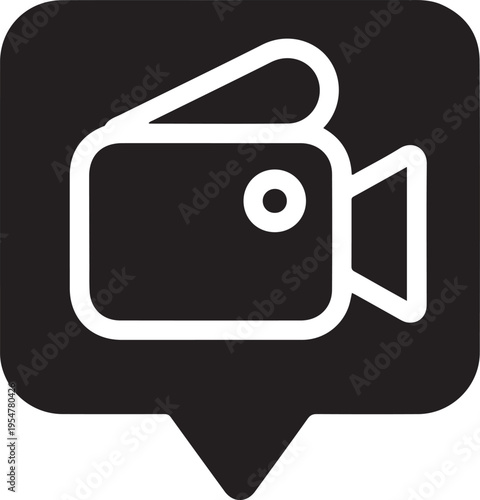 Vector video camera icon in speech bubble