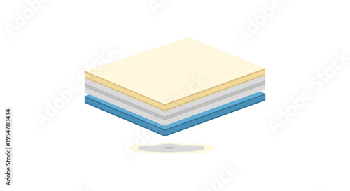 Layers of material stacked, floating object, 3d illustration