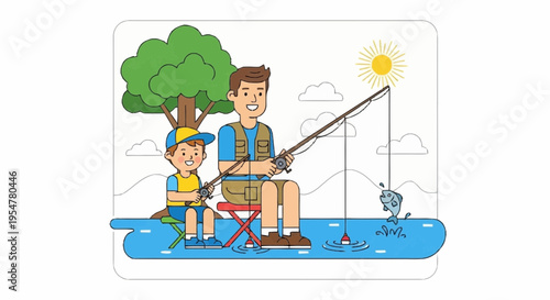 Family Fishing Trip at a Serene Lake