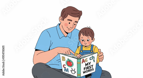 Father and Child Reading Together A Heartwarming Learning Moment
