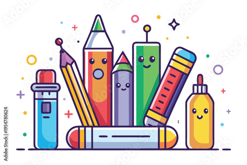 cute minimal lineart pencils pens markers highl (1)