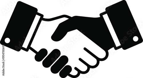 Professional business handshake icon representing agreement, partnership, successful deal, corporate cooperation, trust, and teamwork for commercial marketing and networking