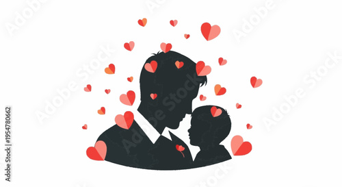 Father and Child Loving Connection with Hearts Background