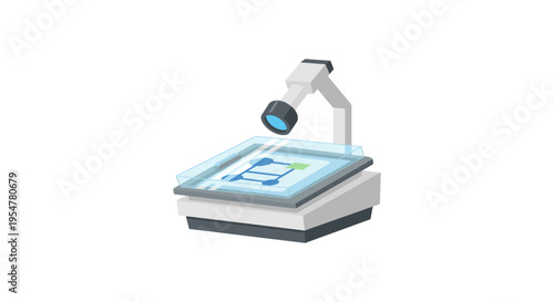 overhead projector with transparent sheet and lamp