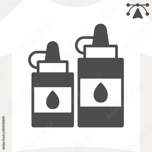 Small jars with tattoo ink solid icon, paints concept. Vector graphics. Jars of tattoo paint sign and editable stroke, glyph style icon for mobile or web design.