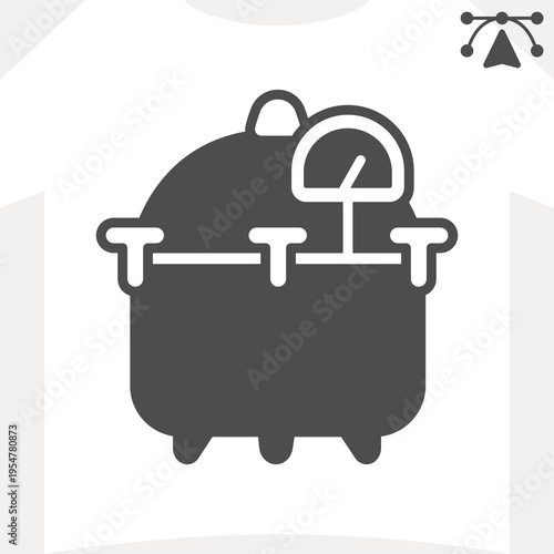 Compressed air container solid icon, oxygen air concept. Vector graphics. Propane cylinder, high pressure gas cylinder sign and editable stroke, glyph style icon for mobile or web design.