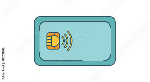 illustration of a sim card with signal waves