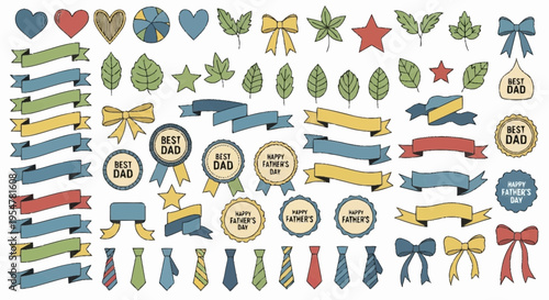Collection of Father s Day Icons and Decorative Elements for Design
