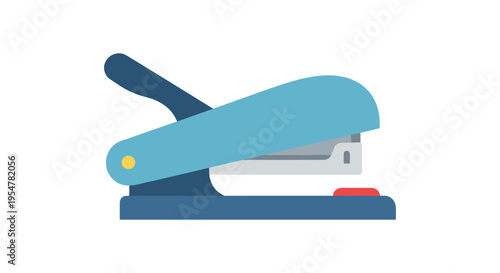 stapler, office supplies, blue, cartoon