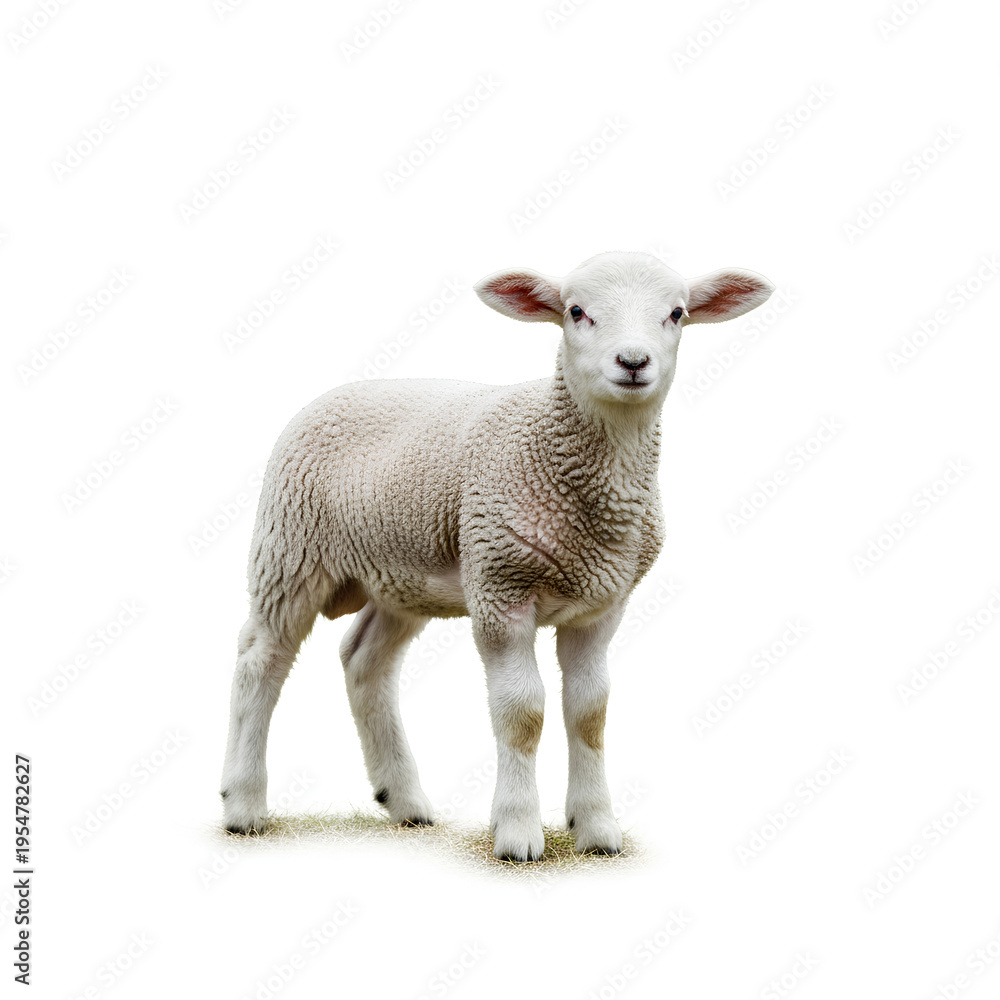 Fototapeta premium A Young Lamb Standing on a White Background 2.