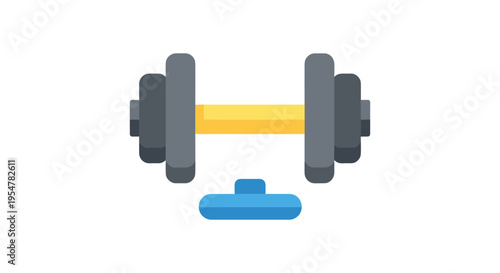 Vector illustration of dumbbell with blue push button on white background