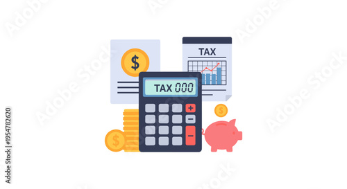 Tax calculation concept with calculator and financial documents