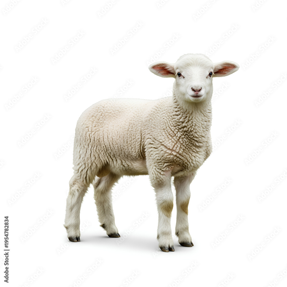 Fototapeta premium A Young Lamb Standing on a White Background 6.