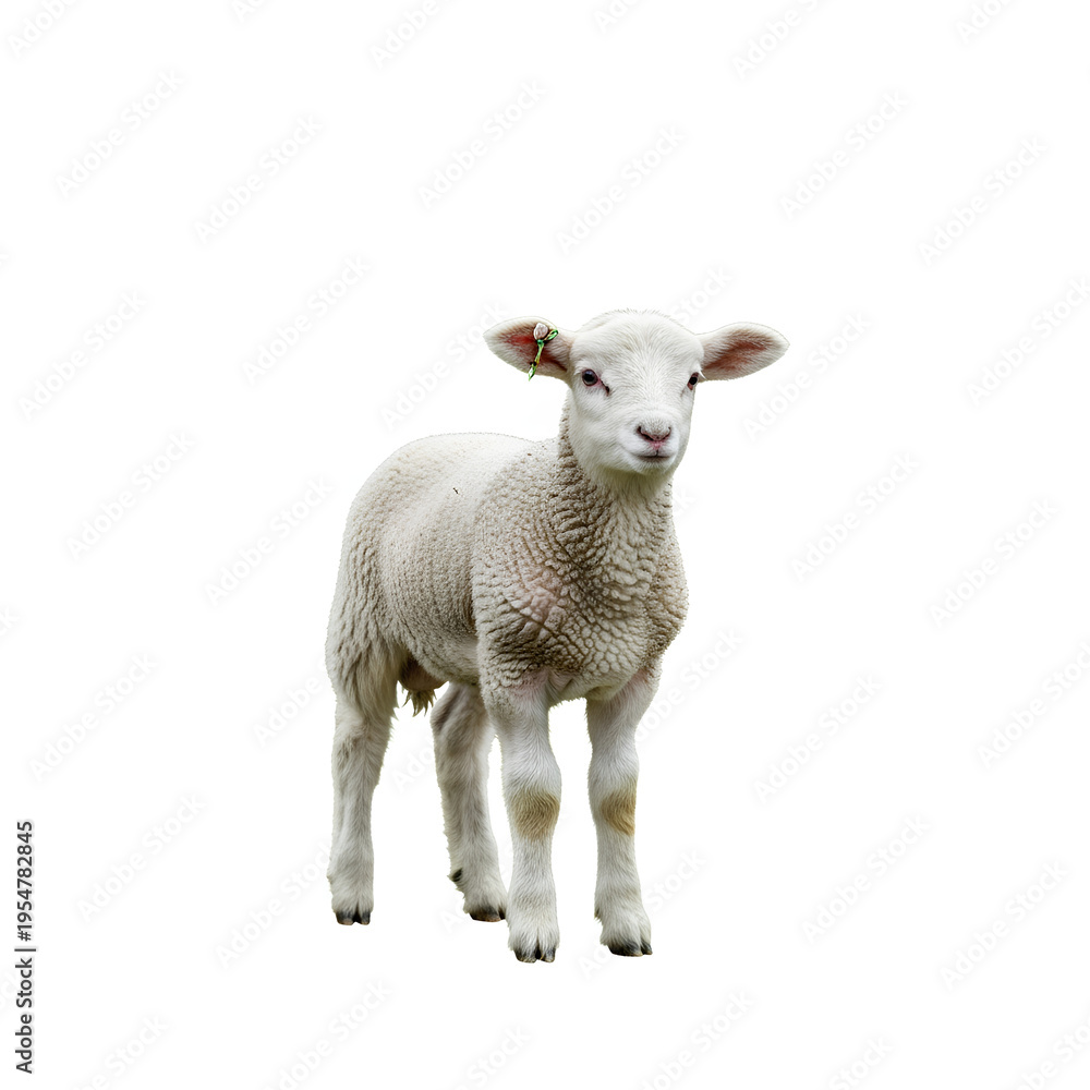 Fototapeta premium A Young Lamb Standing on a White Background 7.
