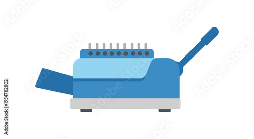 blue ticket dispenser machine with paper roll