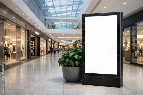 Wallpaper Mural Blank advertising mockup in modern shopping mall interior. Ai generative Torontodigital.ca