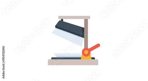 paper cutter with red handle on white background