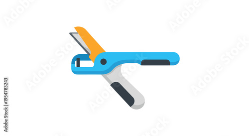 Blue utility knife with orange blade on white background