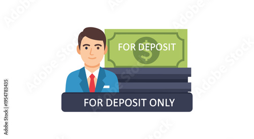 Businessman with bank deposit money concept