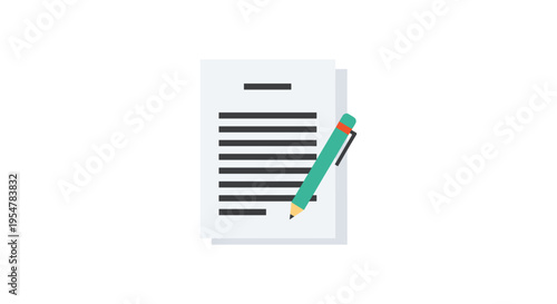 document with lines and green pen on white background