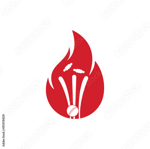 Fire cricket player vector logo design. Cricket fire logo icon. 