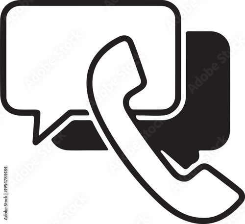 Vector phone and speech bubble icon for communication