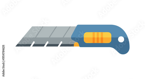 utility knife with blue handle and yellow details