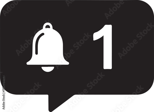 Notification bell icon with number 1 vector