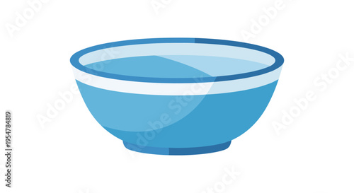 blue ceramic bowl with water on white background