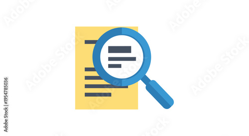 magnifying glass over document with lines, search concept