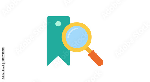 magnifying glass examining green ribbon badge