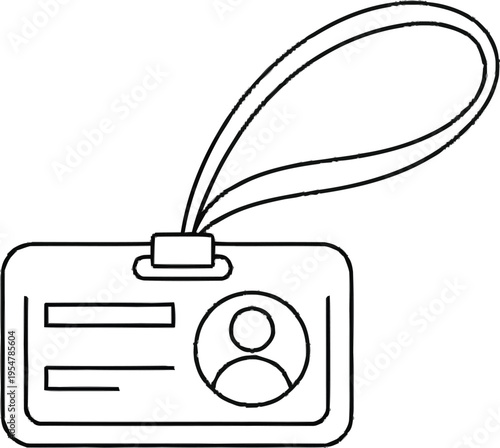 Identification card with neck lanyard and photo placeholder for security access employee badge or visitor pass clip