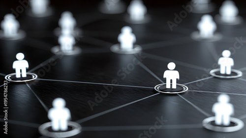 Network Of Glowing Geometric Human Icons Representing A Digital Business Community