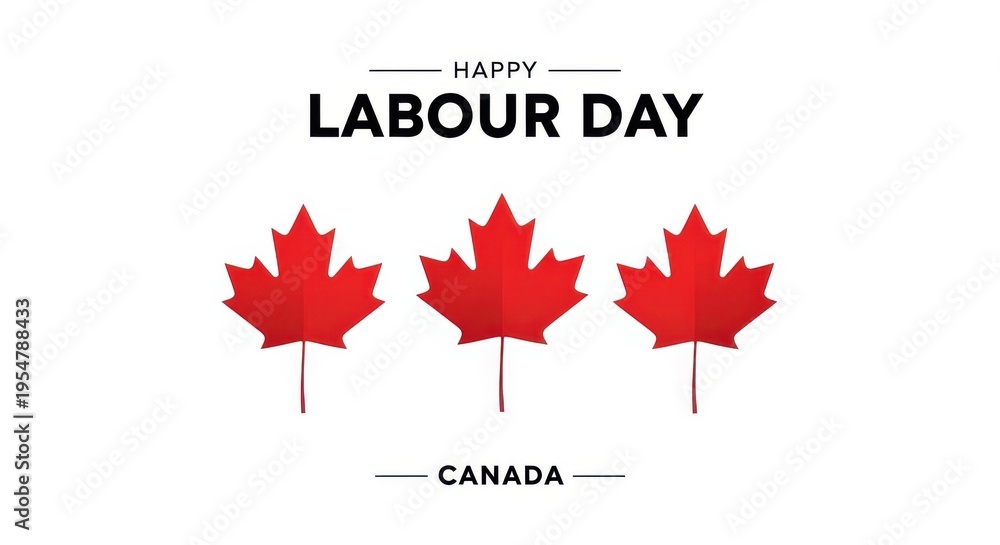 Fototapeta premium Happy labour day canada with maple leaves on a white background