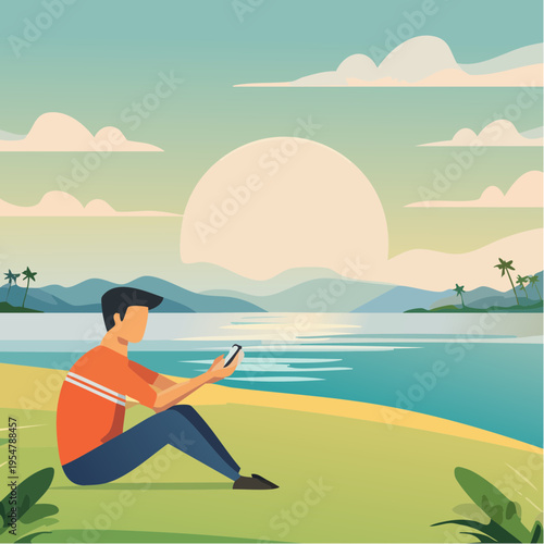 Digital Detox Concept Minimal Technology Break Illustration