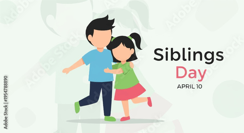 Sibling bond happy brother and sister running together siblings day april 10 family love and relationship concept