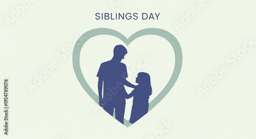 Silhouette of man and child in heart on siblings day symbolizing love and family bonding