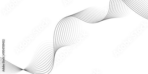 digital smooth Black Wave Lines on White Background Minimal Modern Flowing Line Art for Design use for banner, poster, template vector illustration.