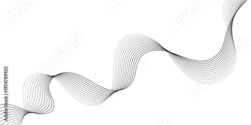 digital smooth Black Wave Lines on White Background Minimal Modern Flowing Line Art for Design use for banner, poster, template vector illustration.